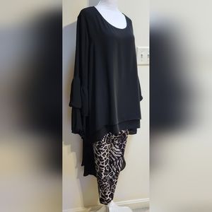 🔥 CATO Black High-Lo Extreme Layered Dressy Ruffled Tunic Size 18/20W